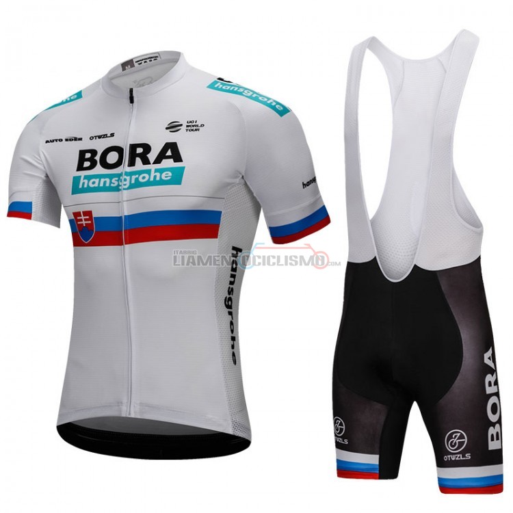 Abbigliamento Ciclismo Bora Campioni Russia Manica Corta 2018 Bianco